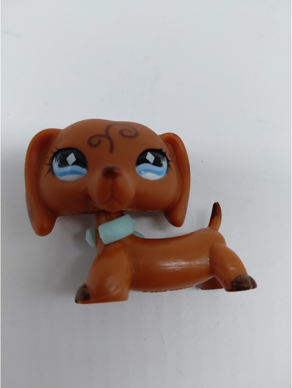 Authentic Littlest Pet Shop LPS #640 Brown Dachshund Blue Diamond Eyes Hasbro
